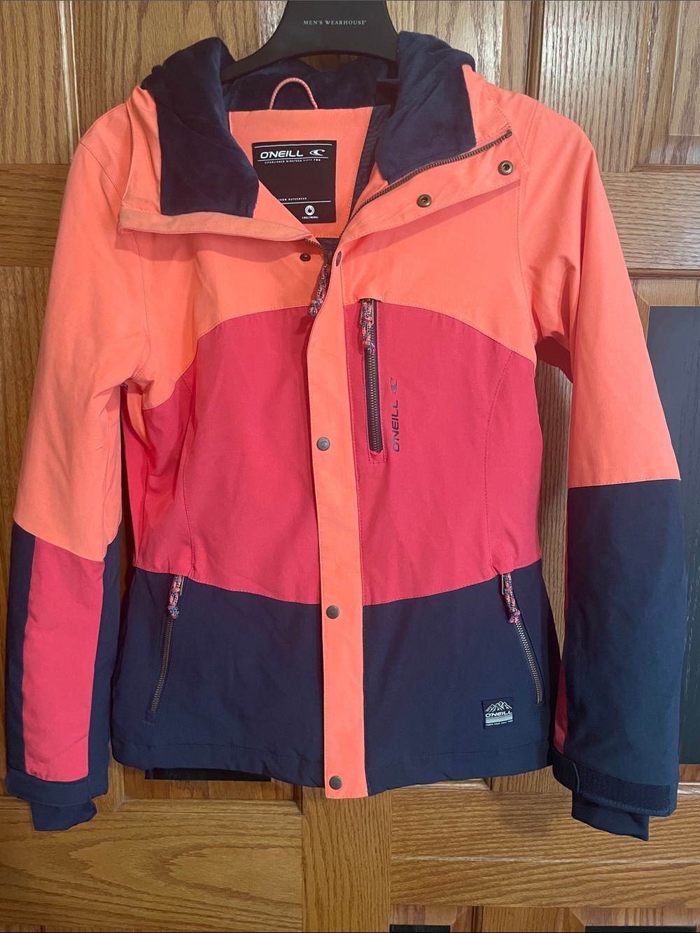 O'Neill Women's Colorblock Ski Jacket in Coral, Pink & Navy